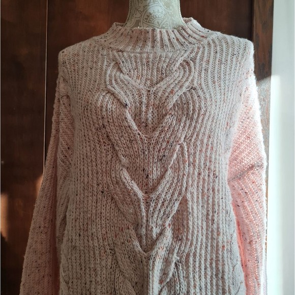 ADY P Chunky Sweater Knitted Braided Longsleeve Crewneck Light Pink Size L - Picture 2 of 14